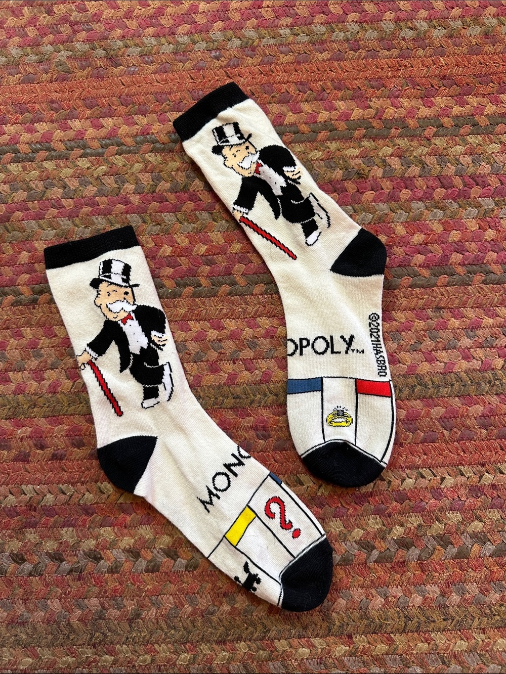 Monopoly Mr. Monopoly Crew Socks - White with Black Accents
